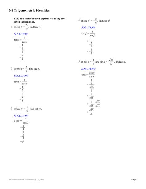 25 More Trigonometric Identities Worksheet .